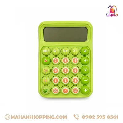ماشین حساب فانتزی دکمه گرد مدل RZ8017MAX رنگ سبز طرح هندوانه